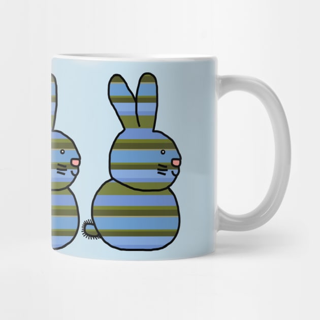 Three Easter Bunny Rabbits Crete Palm Stripes by ellenhenryart